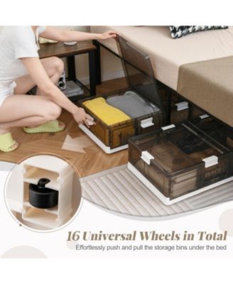 2-Pack Under-Bed Rolling Storage Containers with 44 lbs Capacity and Folding Design