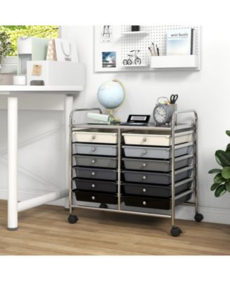 12-Drawer Mobile Storage Trolley with Visible Drawers and Dual Push Handles