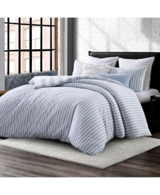 Reversible Stripe Vintage Washed Cotton 3-Piece Comforter Set, Full/Queen
