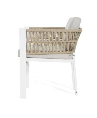 All-Weather Outdoor Dining Chair Set of 2 with Aluminum Frame and Cushion, for Backyard and Garden Seating