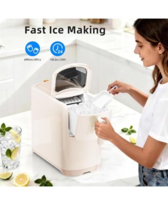 Countertop Ice Maker, 18 lbs/24H, Self-Cleaning, One-Touch