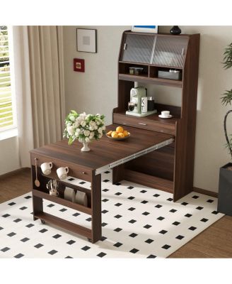 Buffet Hutch with Foldable Dining Table