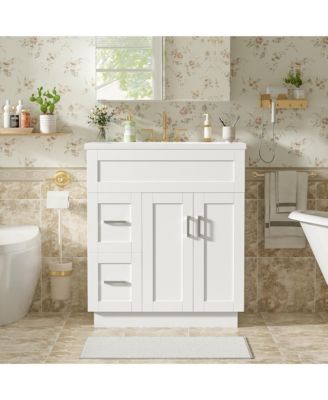 30 Inch Bathroom Vanity with 2 Doors 2 Drawers Adjustable Shelf Hidden Damping Slides and Hinges Modern Storage Cabinet