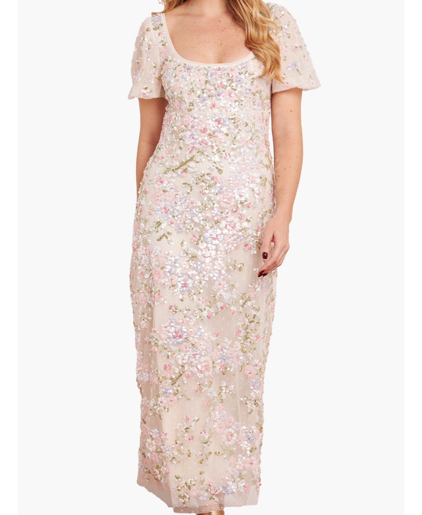 Женское платье Needle & Thread Dream Garland Puff Sleeve Ankle Gown, цвет: Кремовый / Разноцветный — фото 4