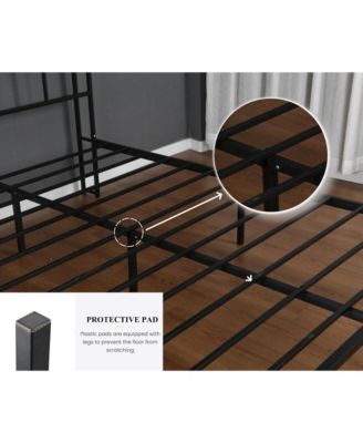 14 Inch Twin Bed Frame with Storage Headboard, Metal Platform Bed Frame with USB-C