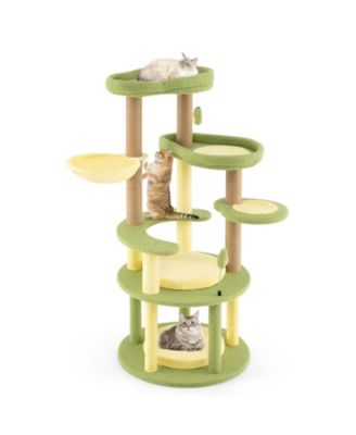 Cat Tower Avocado Theme with Wide Perch and Basket