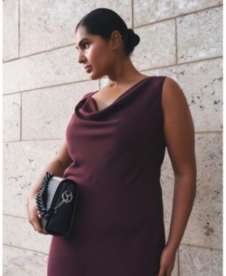 Plus Size Britney Assymetric Cowl-Neck Midi Sheath Dress