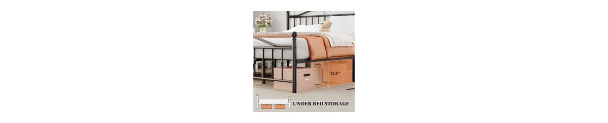Homfan Sturdy Metal Platform Bed Frame with Headboard