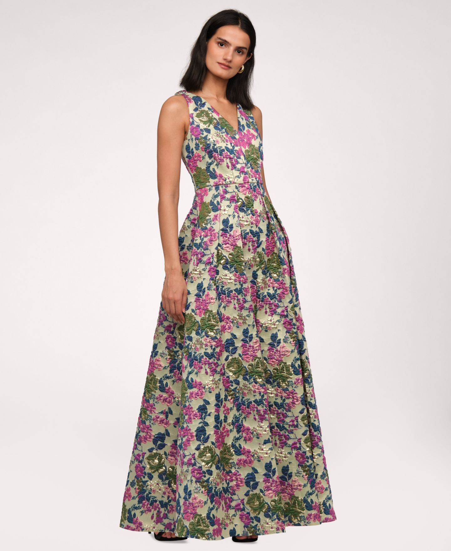 Женское платье JS Collections Floral Jacquard V-Neck, цвет: Зелёный — фото 3