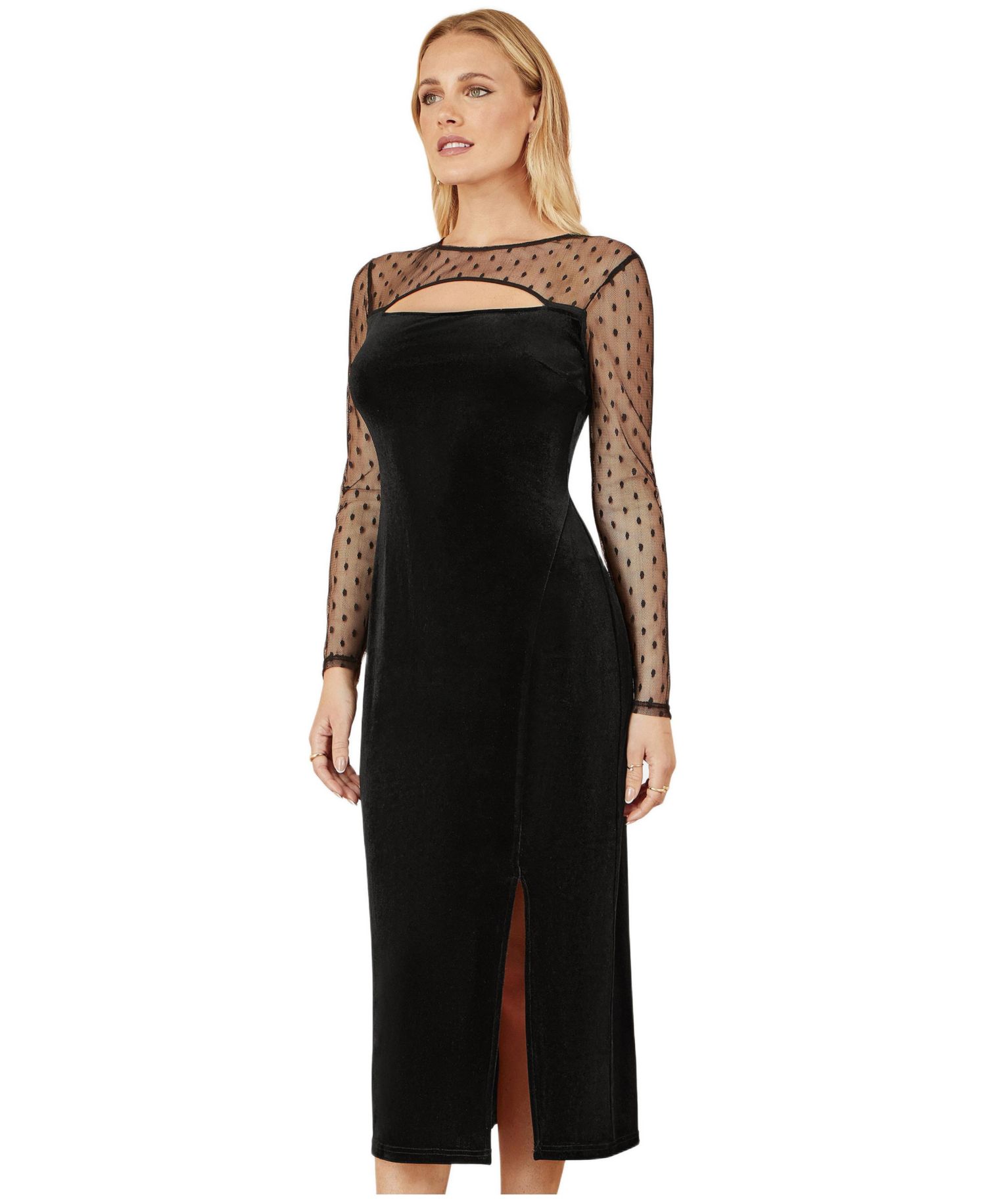 Women's Velvet With Slash Neckline Midi Dress