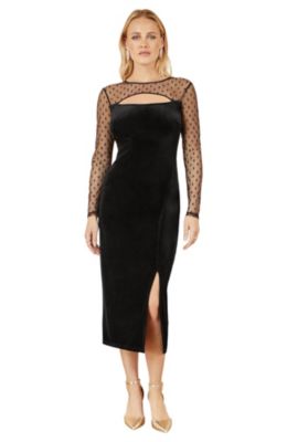 Women's Velvet With Slash Neckline Midi Dress