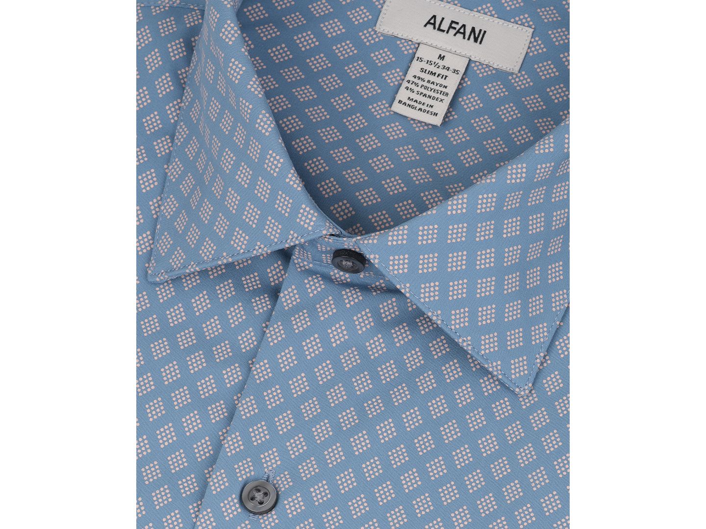 Мужская рубашка Alfani Diamond Spot Slim-Fit, цвет: Синий пыльный — фото 7