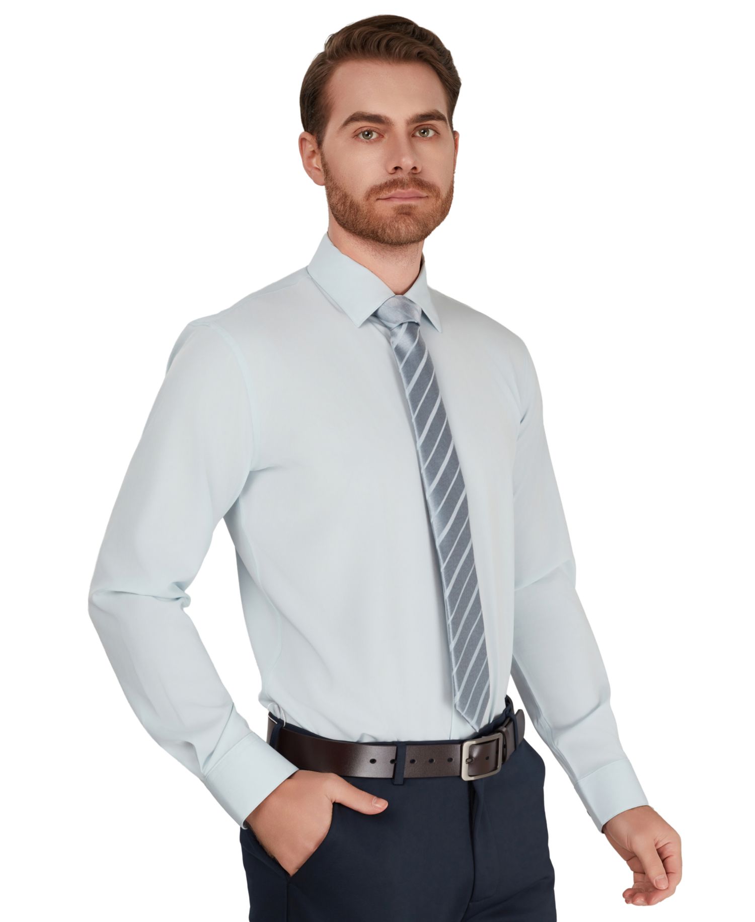 Men's Slim-Fit Performance Solid Dress Shirt