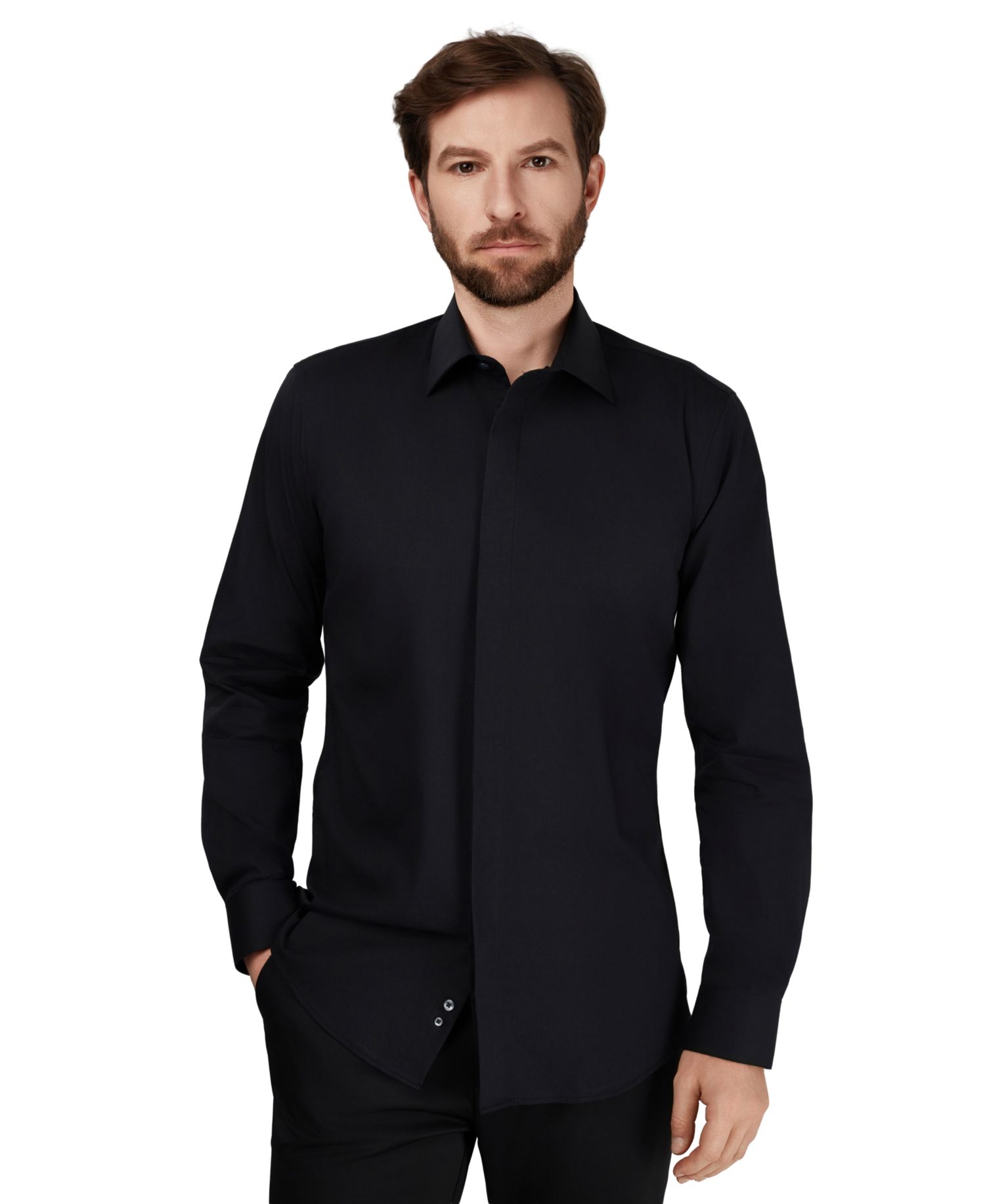 Men's Slim-Fit Spread-Collar Shirt