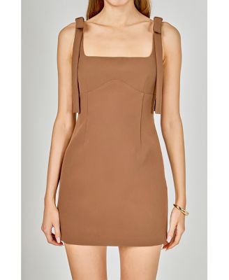 Women's Bow Tie Scoop Neck Mini Dress