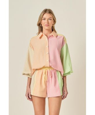 Women's Striped Colorblock Shirt and shorts