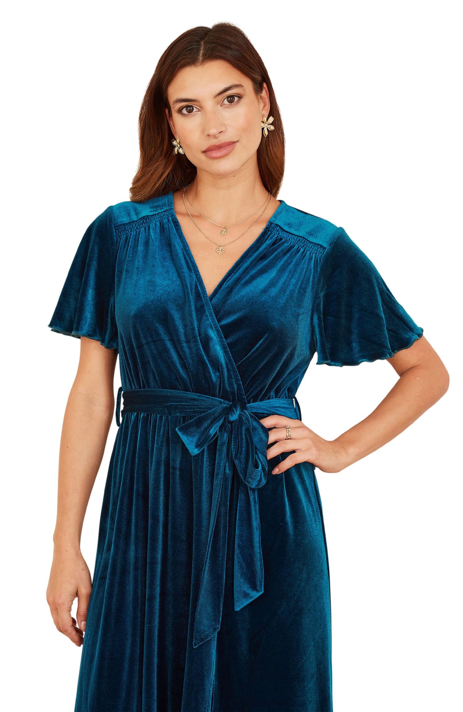 Women's Velvet Split Hem Midi Dress
