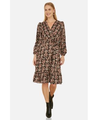 Women's Ikat Long Sleeve Skater Midi Dress