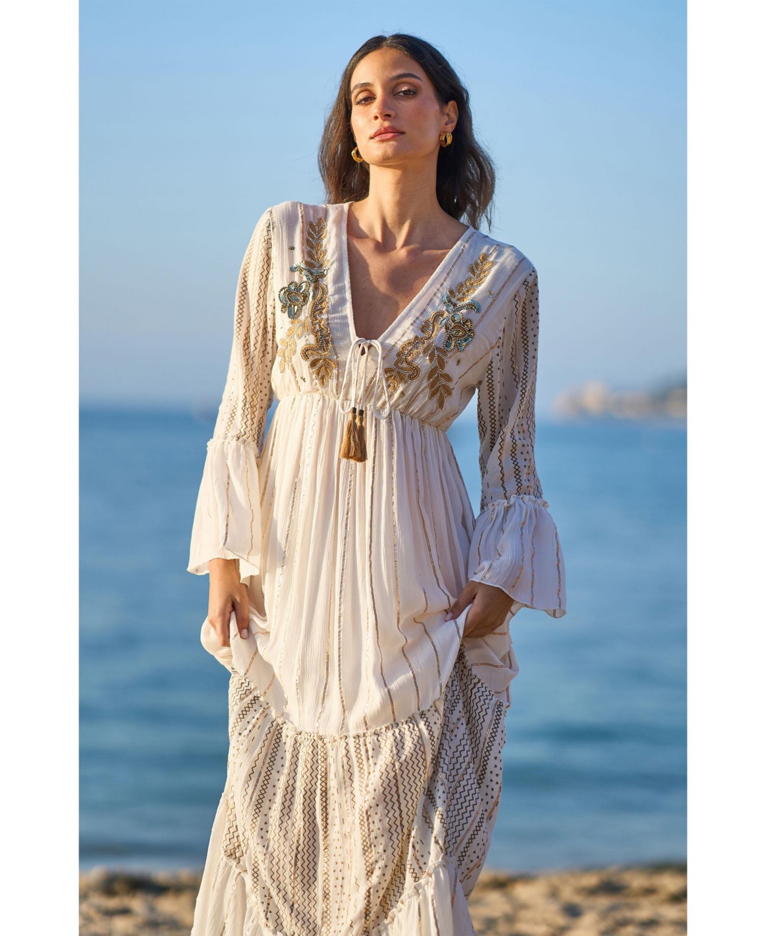 Women's Metallic Embellished Maxi Dress