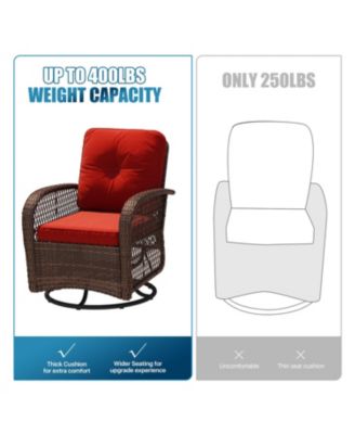 Indoor Swivel Glider Chair 3 Piece Set Wicker Rattan Living Room Furniture with Glass Top Side Table