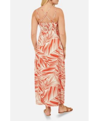 Women's Sleeveless V-Neck Cross Back Maxi Dress