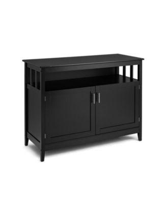 Freestanding Kitchen Storage Cabinet with Double Doors and Open Shelf