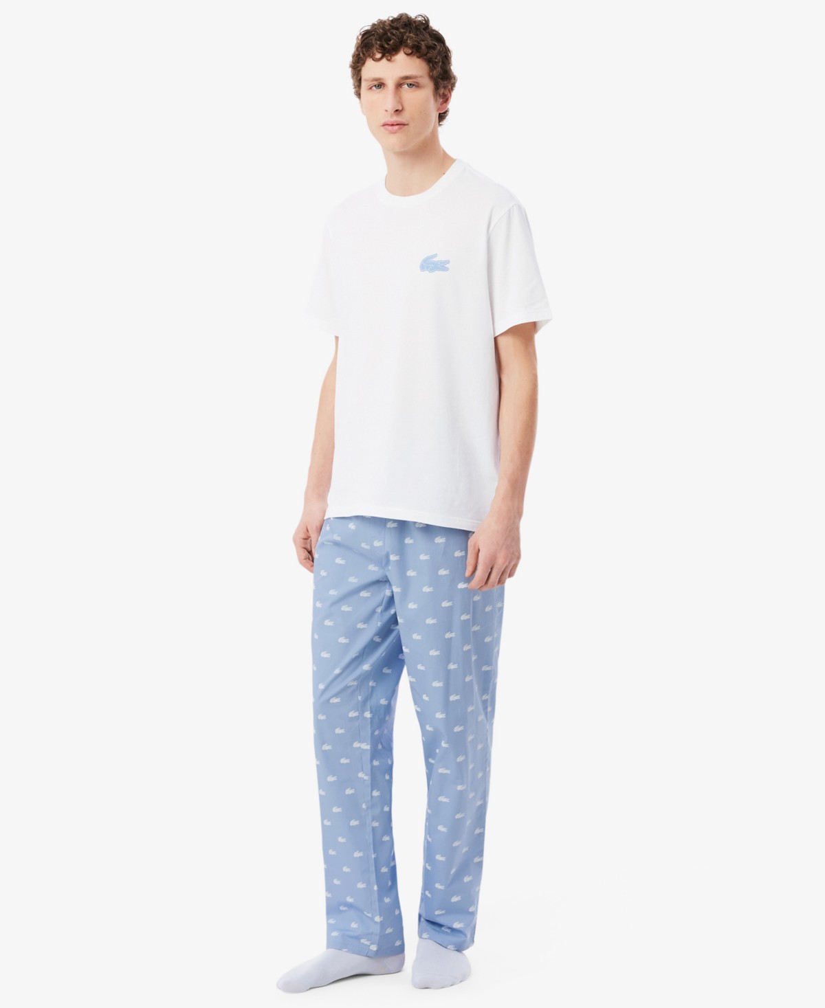 Мужские Lacoste Men's Short-Sleeve T-Shirt and Pajama Pants, 2-Piece Set — фото 1