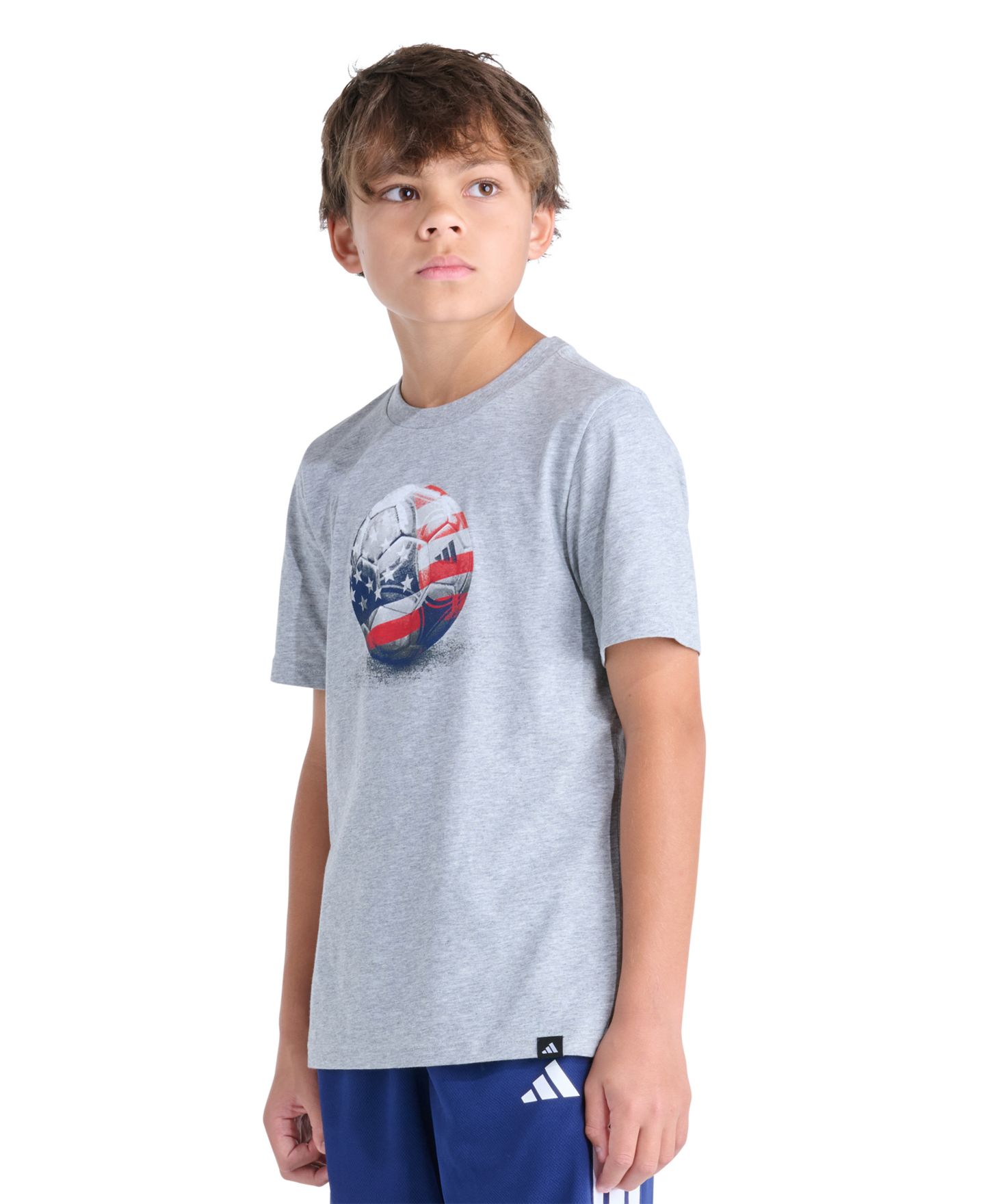 Футболка adidas USA Photoreal Soccer Short-Sleeve T-Shirt для мальчиков, цвет: Серый меланжевый — фото 3
