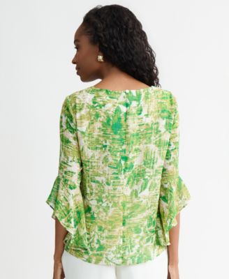 Women's Ruffle-Cuff 3/4-Sleeve Top