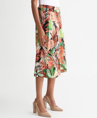 Women's Printed Pull-On Midi Skirt 