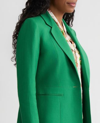 Women's Linen Notched Collar One-Button Blazer