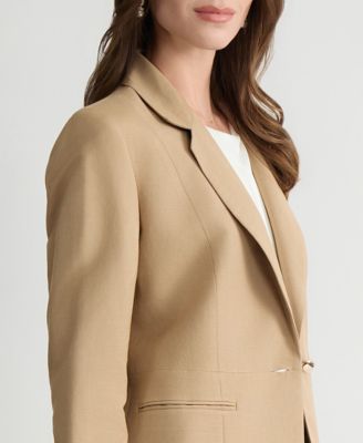 Women's Linen Notched Collar One-Button Blazer