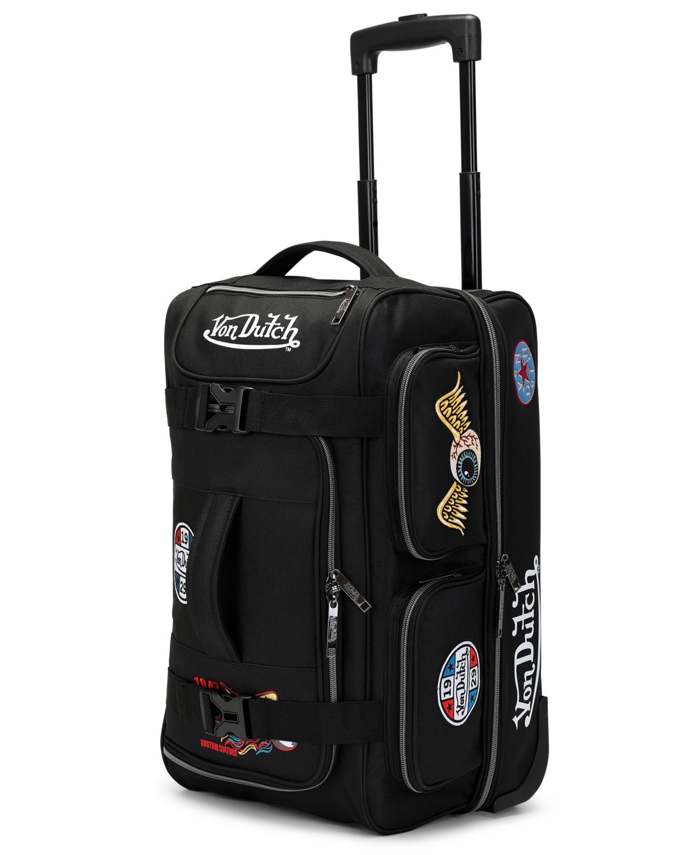 Сумка Von Dutch Signature Patch 28" Checked Rolling Duffel — фото 1