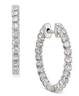 Diamond In-and-Out Hoop Earrings (1/2 ct. t.w.) in 14k White Gold - Macy's