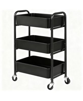 3-Tier Compact Rolling Storage Cart - Under Desk Use, 100 lbs Capacity