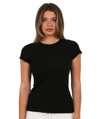 Women's Ribbed Knit Short-Sleeve Top