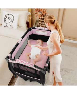 Baby Portable 4-in-1 Pack and Play Nursery Center with Bassinet and Canopy