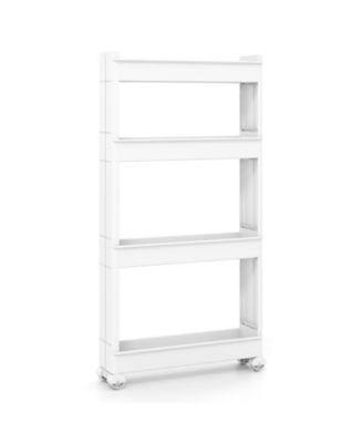 4-Tier Multifunctional Slim PP Storage Trolley with Ventilated Trays