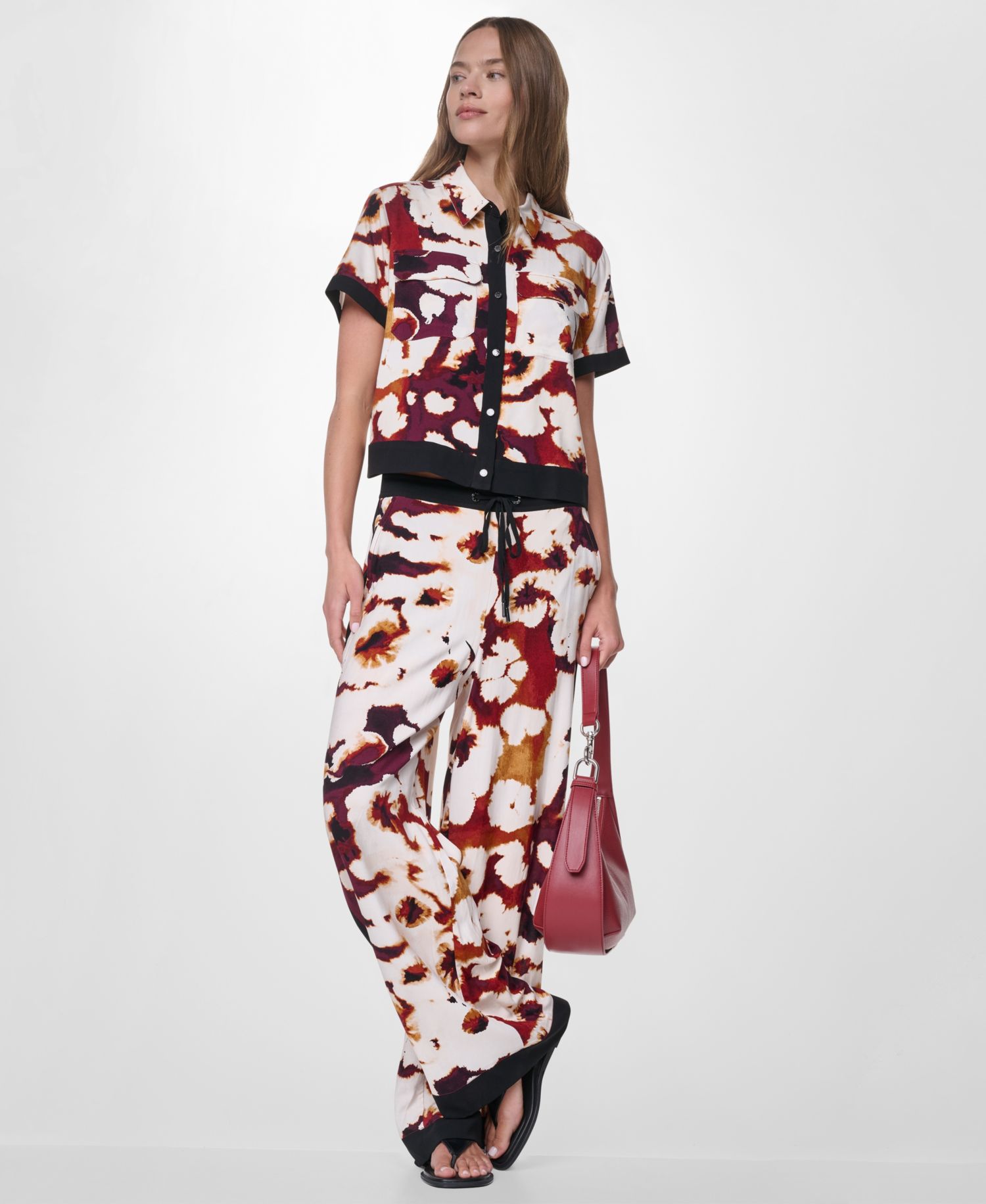 Women's Printed Short-Sleeve Camp Shirt