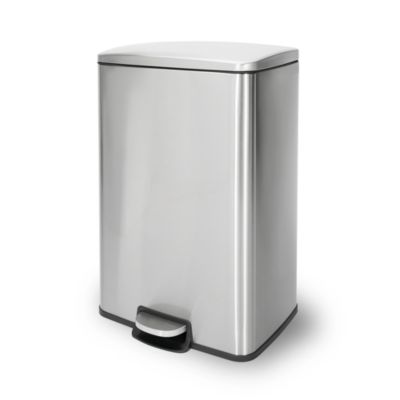 13 Gal./50 Liter Rectangular Stainless Steel Step-on Trash Can for Kitchen