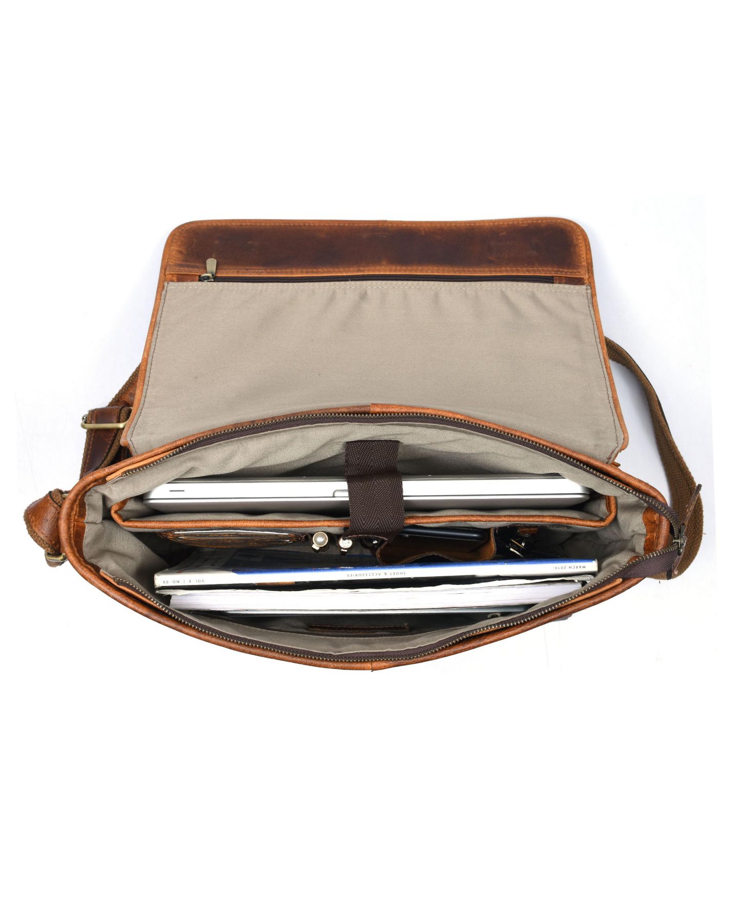 Сумка Aaron Leather Goods Messenger, цвет: Коричневый — фото 3