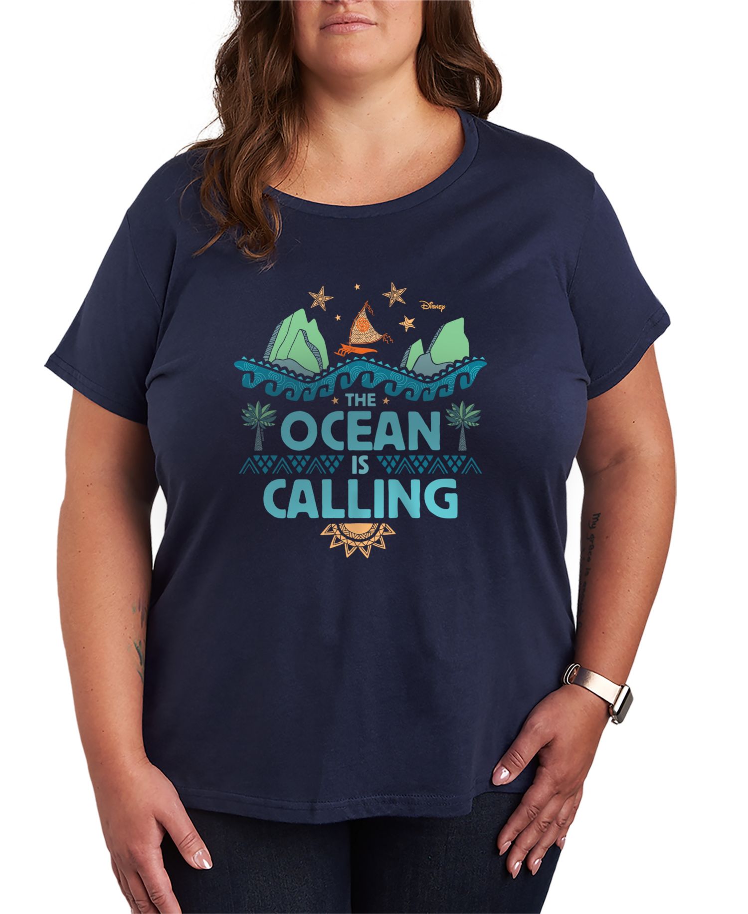 Plus Size Moana the Ocean is Calling Short-Sleeve Graphic T-Shirt