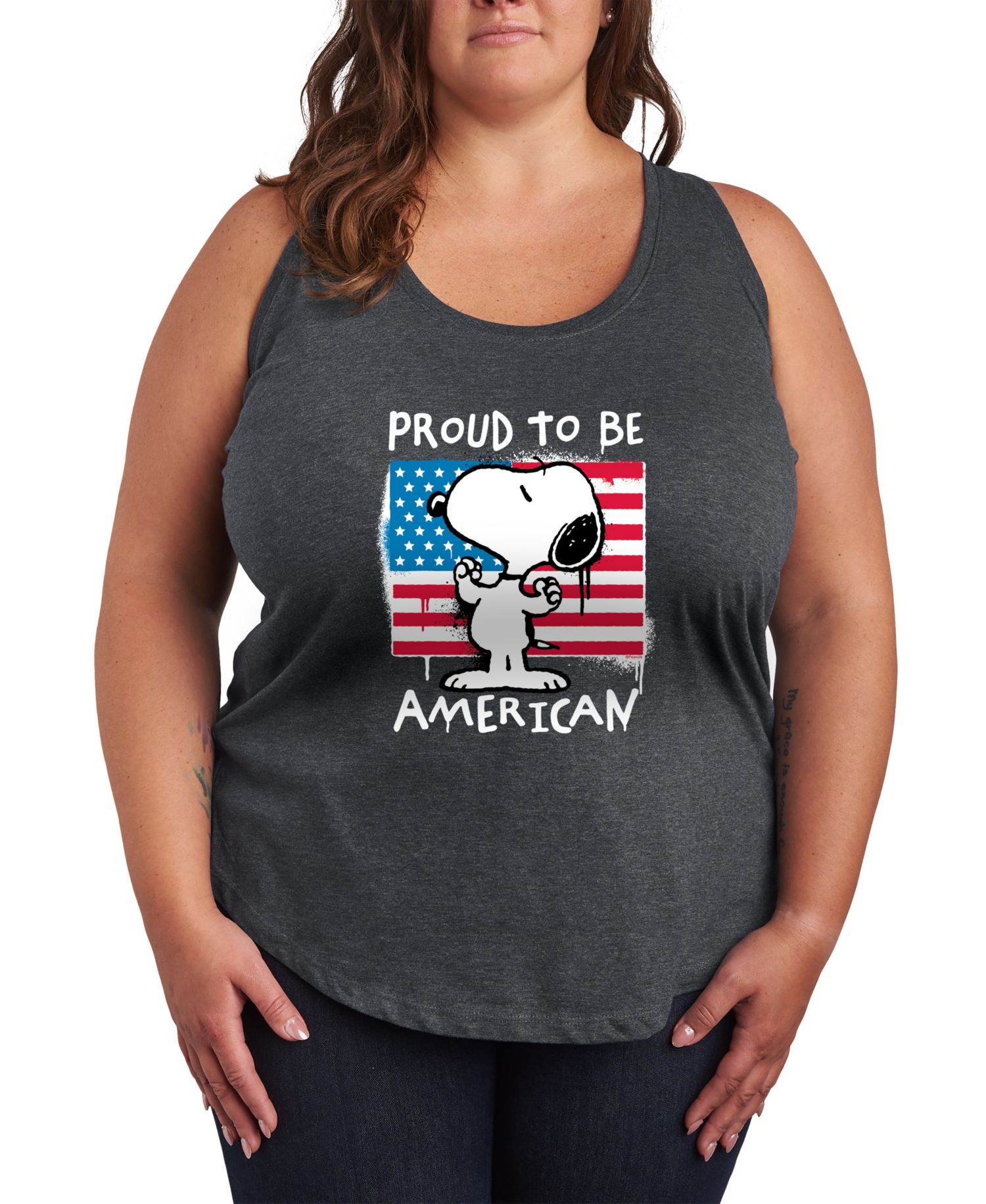Plus Size Peanuts Snoopy Street USA Racerback Graphic Tank Top