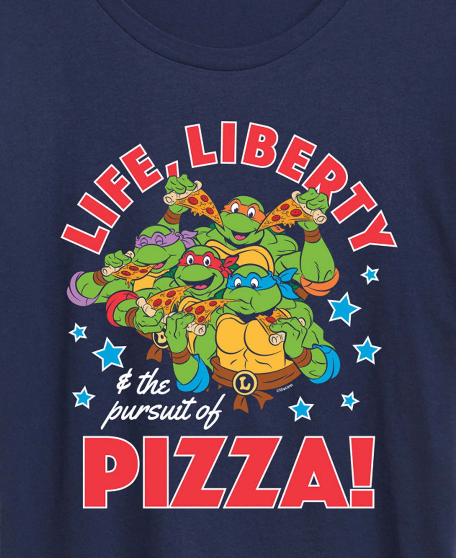 Plus Size Teenage Mutant Ninja Turtles Life Liberty Pursuit of Pizza Short-Sleeve Graphic T-Shirt