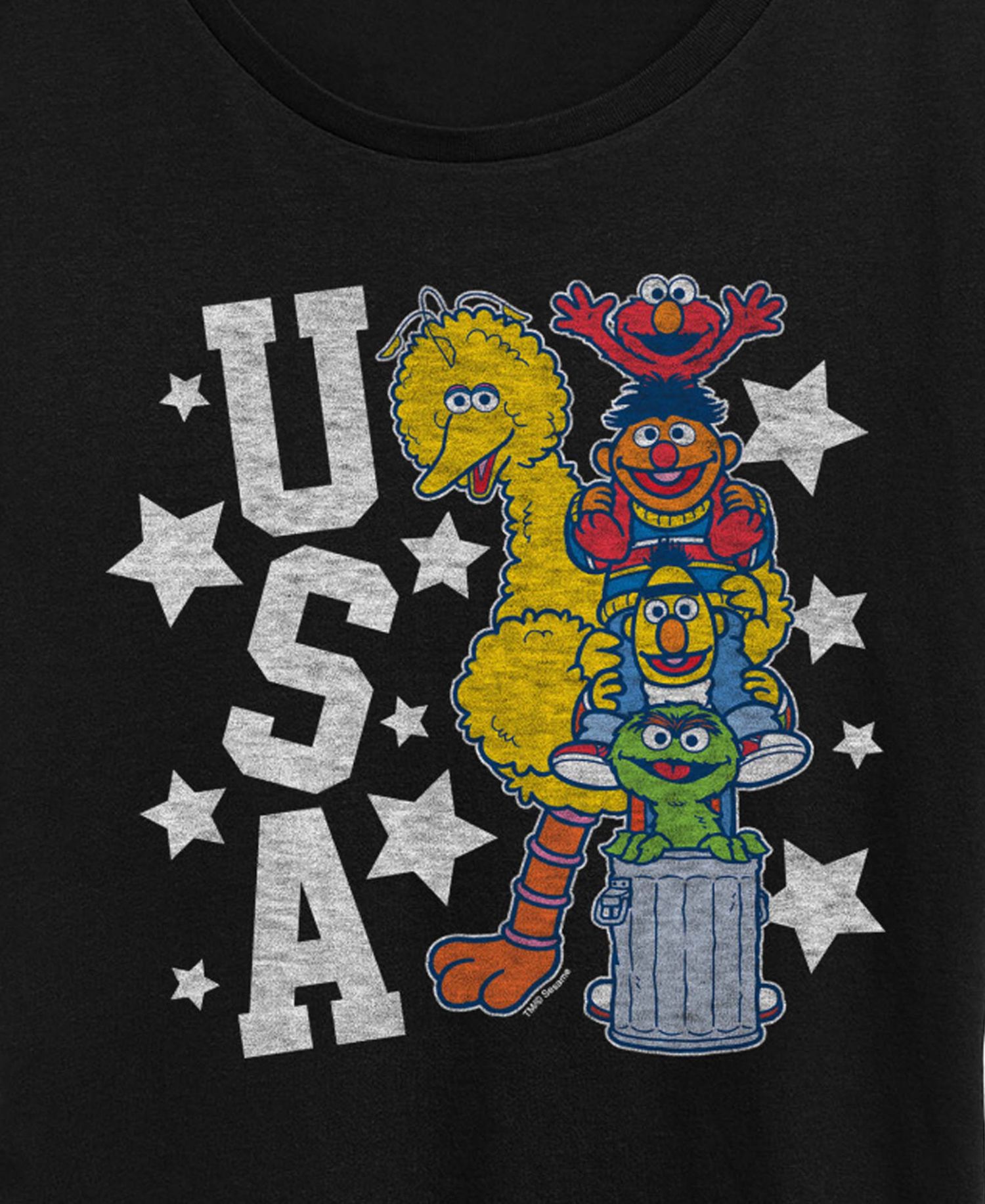 Plus Size Sesame Street Elmo and Friends USA Short-Sleeve Graphic T-Shirt