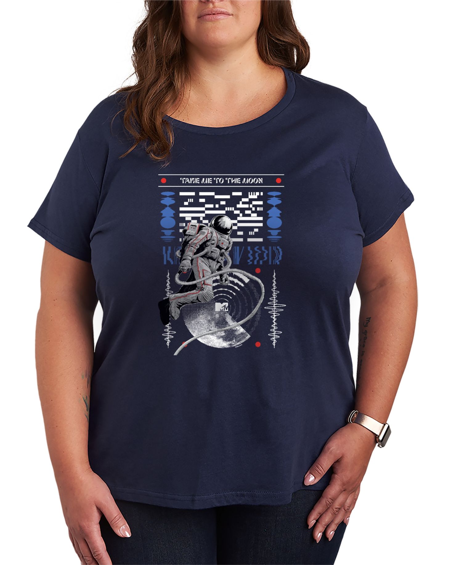 Plus Size MTV Take Me to the Moon Person Short-Sleeve Graphic T-Shirt