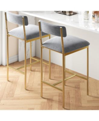 Kitchen Chairs Set of 2, Padded Bar Stools with Backrest for Dining and Bar Area