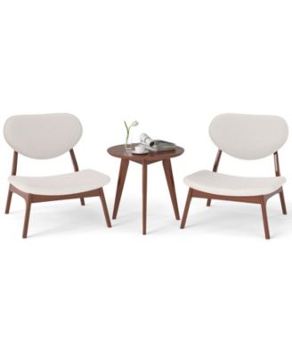 Accent Chairs Set of 2 with Matching Side Table and Solid Wood Frame