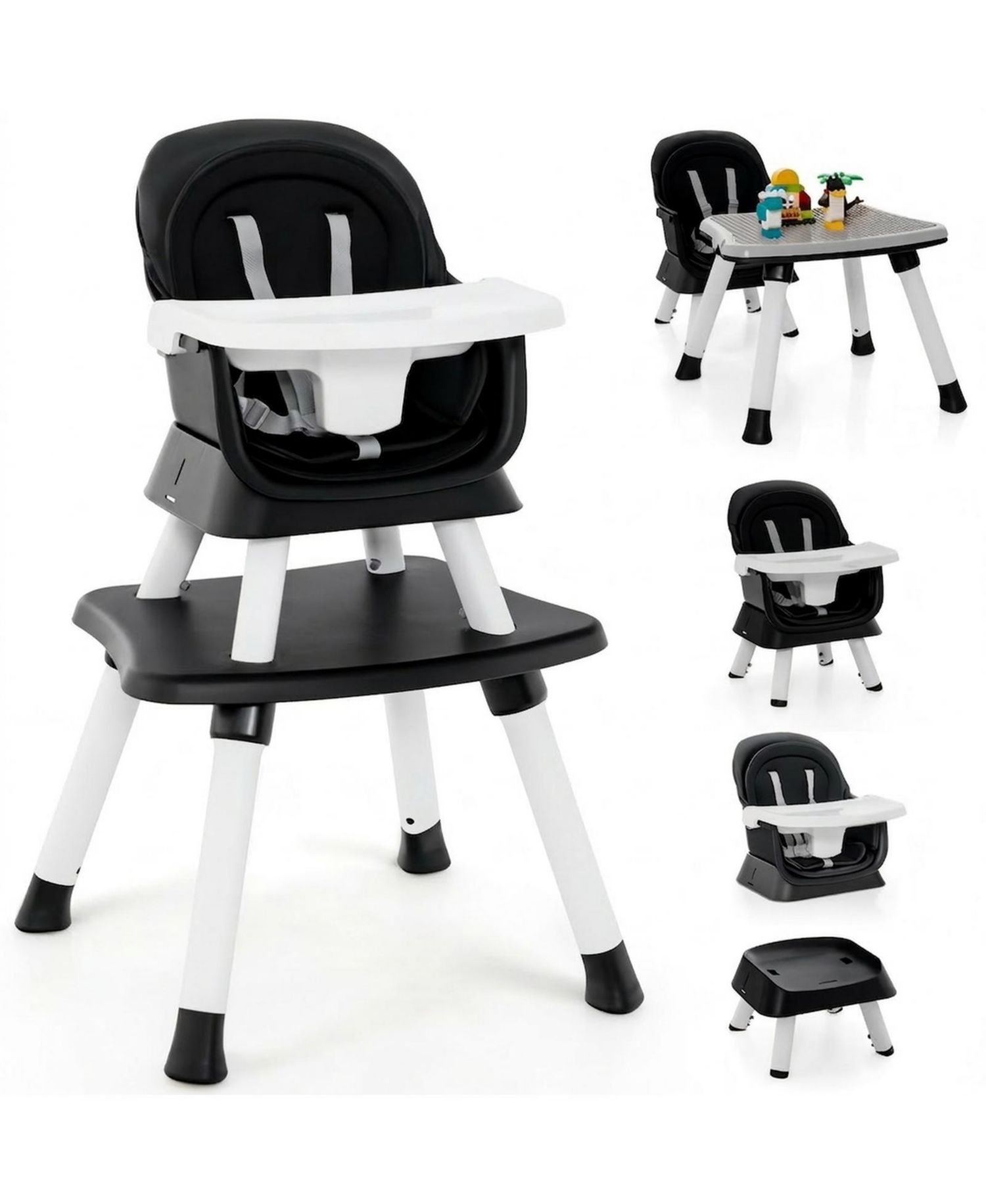 Baby Convertible 8-in-1 Baby Feeding Chair with Dual-Side Tabletop and Booster Seat