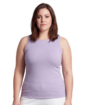 Plus Size Curvy Ribbed Knit Sleeveless Top